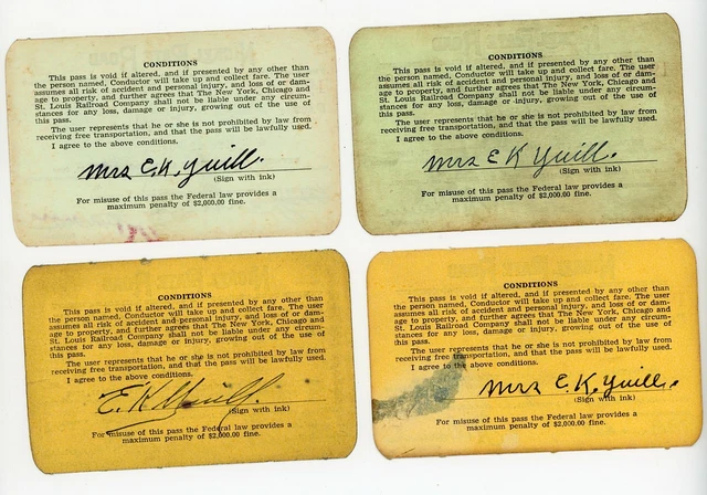 1940s Nickel Plate Road Pass New York Chicago & St Louis Railroad Co WwII Lot 4 2