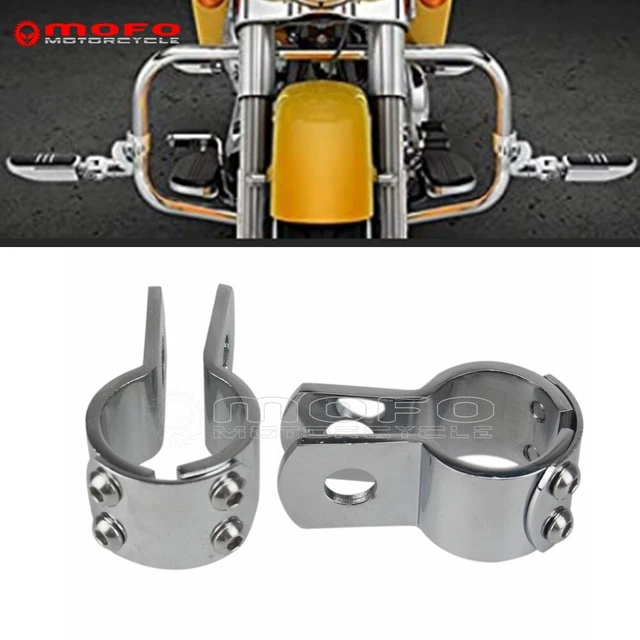 HIGHWAY CRASH BAR Foot Pegs Mount Clamps For Harley 1 1/2 Inch Engine