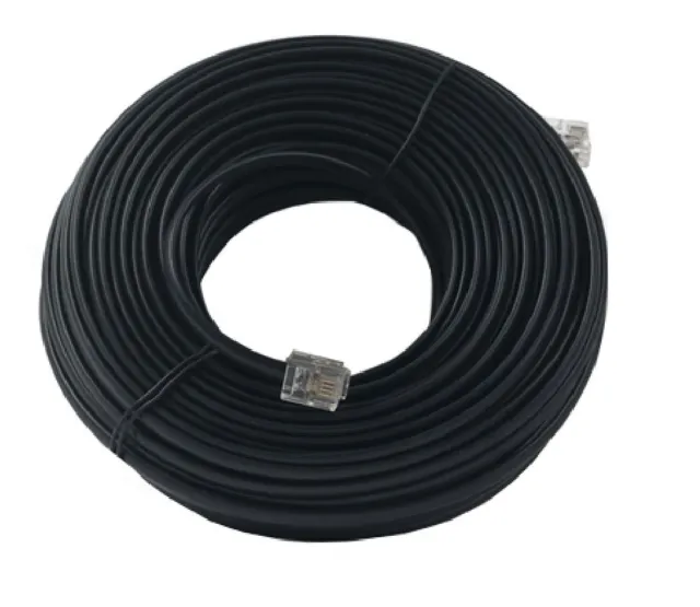 50 FT Modular Telephone Extension Phone Cord Cable Line Wire BLACK