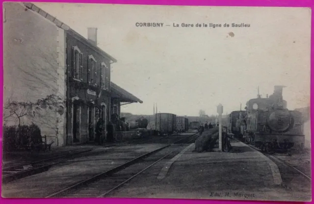 Cpa Corbigny la Gare Ligne de Saulieu à Nevers Carte Postale 58 Nièvre Rare