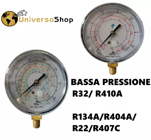 Manometro Bassa Pressione Gas Refrigerante R410A R32 R134A R407C R404A R22