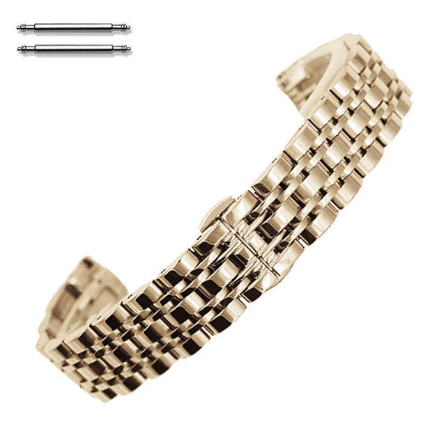 Steel Polished Rose Gold Metal Replacement Watch Band Strap Butterfly Clasp #58