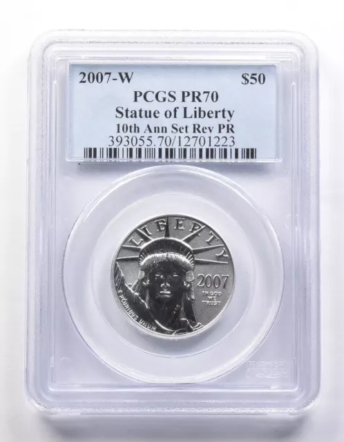 PR70 REV PR 2007-W $50 American Platinum Eagle 10th Anniv Set PCGS *6429