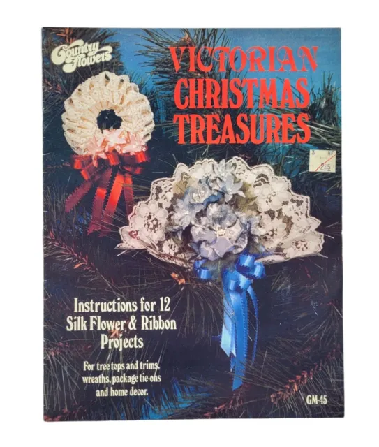 Libro artesanal de flores de seda y cinta de tesoros navideños victorianos flores del país