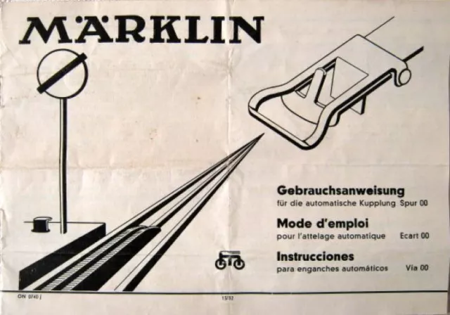 Gebrauchsanweisung Anleitung MÄRKLIN Automatische Kupplung 1940 Sammlerstück
