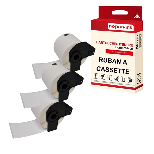 Cartridges Kingdom Étiquettes Compatibles Brother DK-11208 – Lot De 3 Rouleaux – 38mm X 90mm, Papier Thermique – 400 Étiquettes/Rouleau