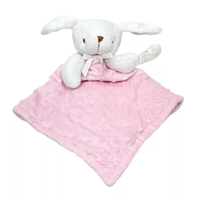Blankets & Beyond Pink White Minky Bunny Rabbit Baby Security Blanket Lovey