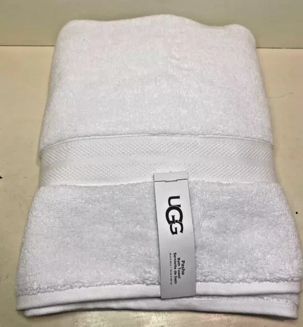 UGG 20045 Pasha Cotton Bath Towel Ultra-Soft Fluffy Luxury Highly Absorbent  Spa-Like Hotel Luxurious Machine Washable Towel, Bath 54 x 30-inch, White