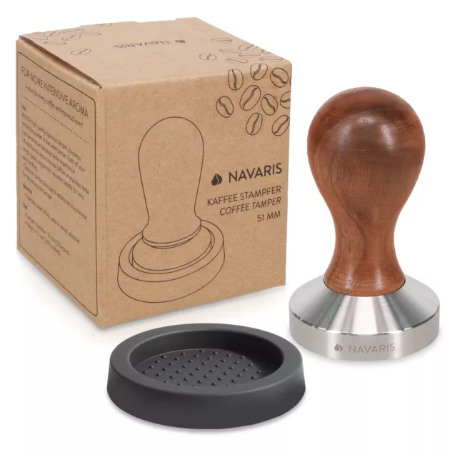 Prensador de café espresso de 51MM tamper de madera con alfombrilla de silicona