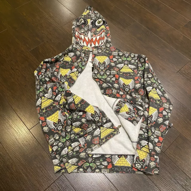 Volcom Ryan Sheckler All Over Print Hoodie Mens Size XL Full Zip Flaw Read AOP