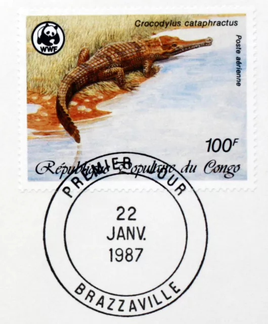 1987 Congo  Enveloppe   Fdc  1Er Jour  Wwf Animaux Crocodiles X203 3