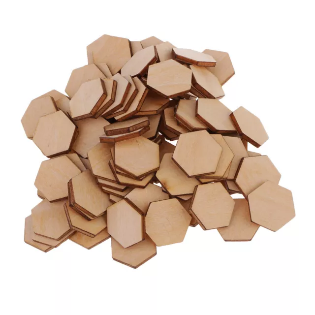 100 Stk Holz Hexagon Scheiben Naturholzscheiben Unlackiert für Dekor 20 mm