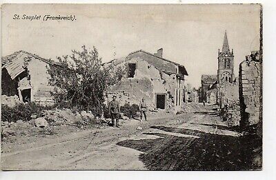Saint souplet on py-marne-CPA 51 - the street in ruins-FELDPOSTKARTE soldiers