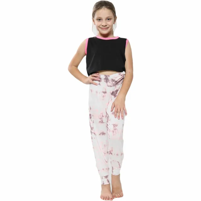 Kids Girls Ali Baba Harem Trouser Tie Dye Print Stone Fashion Leggings 5-13 Year