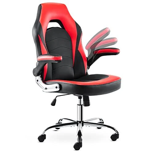 Gaming Chair - Ergonomic Office Chair Desk Chair with Flip-up Red Modern