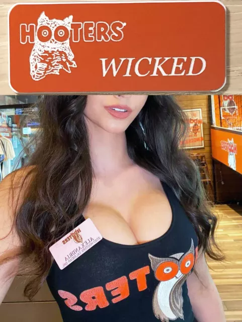 ~NEW~ HOOTERS NAME TAG Uniform Collectible Pin Halloween Costume Tag WICKED