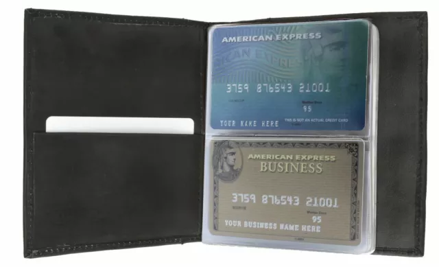 Black Leather Business Cards Holder Case Organizer 80 Book Keeper..