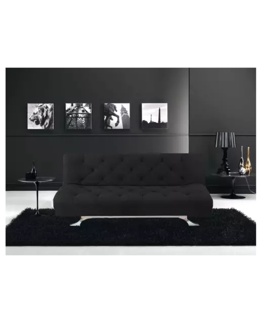 Divano letto sofà 3 posti, reclinabile in microfibra nero 195 cm Sicorage Capito