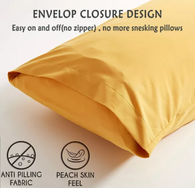 2Pack 1800TC Pillow Cases Hotel Quality Pillowcase Standard/European/Queen/King 2