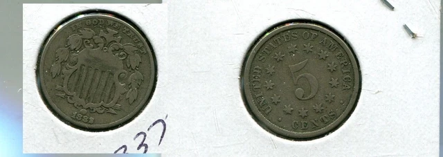 1882 Shield Nickel Type Coin Fine 3377R