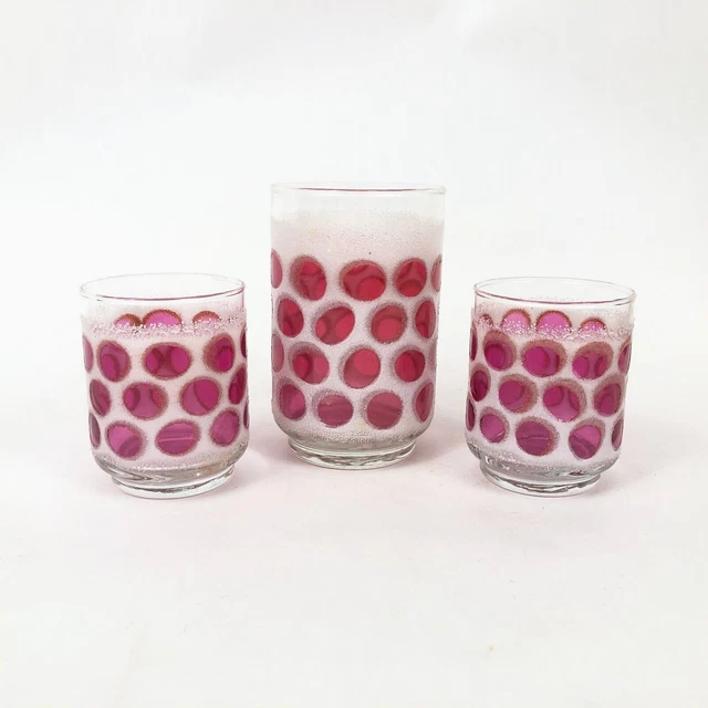 Gafas de jugo para beber Libbey Concord moneda blanca esmerilado lunares en excelente estado