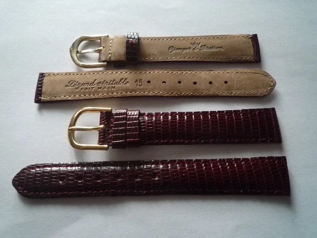 Bracelet De Montre Vintage En Cuir De Lézard Yonger & Bresson - 10/11mm, Marron/bordeaux