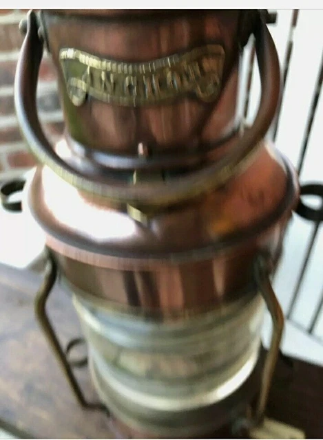 Öllampe Messing & Kupfer Anker Maritime Schiffslaterne Bootslampe 2