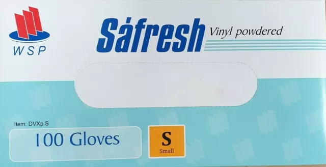 Small Disposable Gloves | Vinyl Powdered | 100 pack | WSP Safresh Brand | DVXp S
