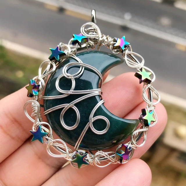 Indian Agate Gem Tree Of Life Water-Drop Necklace Chakra Reiki Healing Amulet
