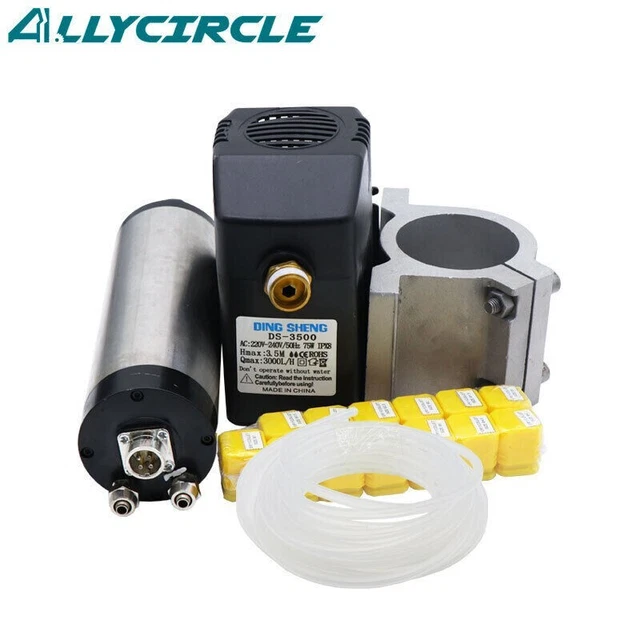 0.8KW Water Cooled Spindle AC220V Collets Water Pump Spindle Clamp Water Pipe