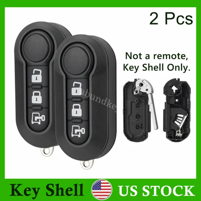 2 for RAM Promaster 1500 City Fiat 500 500L Smart Remote Flip Key Shell Case Fob