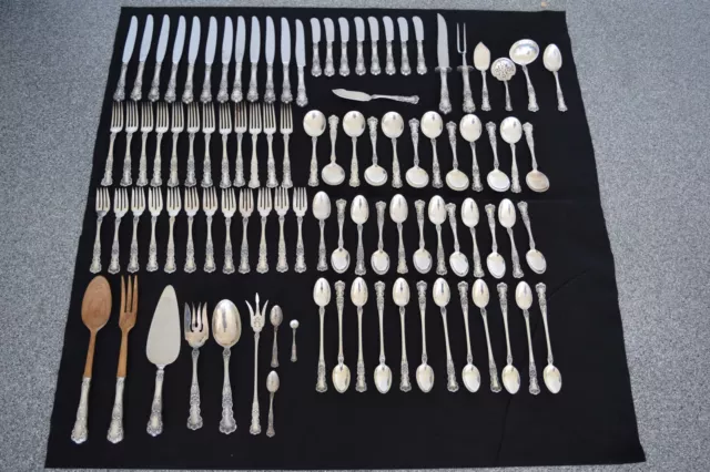 Buttercup GORHAM Sterling Silver Flatware Set 96pcs SERVICE FOR 12 Naken's Chest