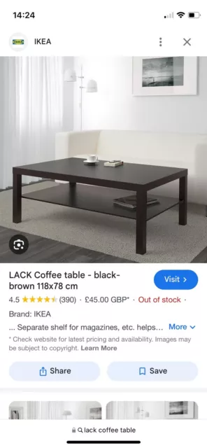IKEA Lack Coffee Table Large Black Brown 78x118cm Great Condition