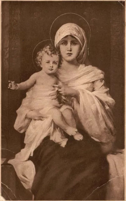 Vintage Postcard 1910's Young Child with Mother Portrait Old Masters Series