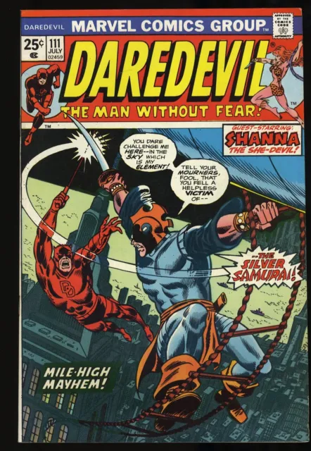 Daredevil #111 VF/NM 9.0 1st Appearance Silver Samurai! Black Widow! Marvel 1974