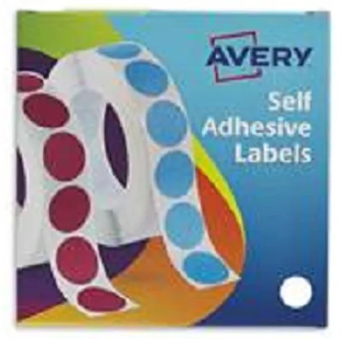 Avery Labels in Dispenser Round 19mm Diameter White (Pack 1400 Labe... NEW