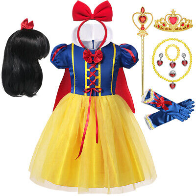 Principessa Biancaneve dress up per ragazze bambini manica sbuffo Costumi Fancy Abito