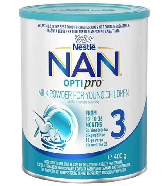 2 lattine di latte in polvere Nestlé NAN OPTIpro Stage 3 (400 grammi)