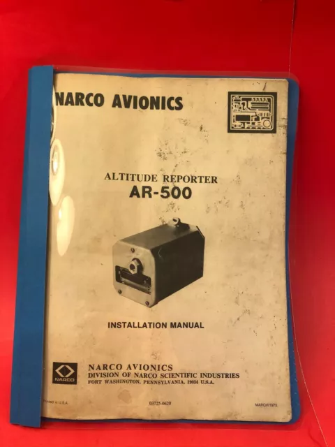 1975 Narco AR-500 Altitude Reporter Installation Manual 03725-0620