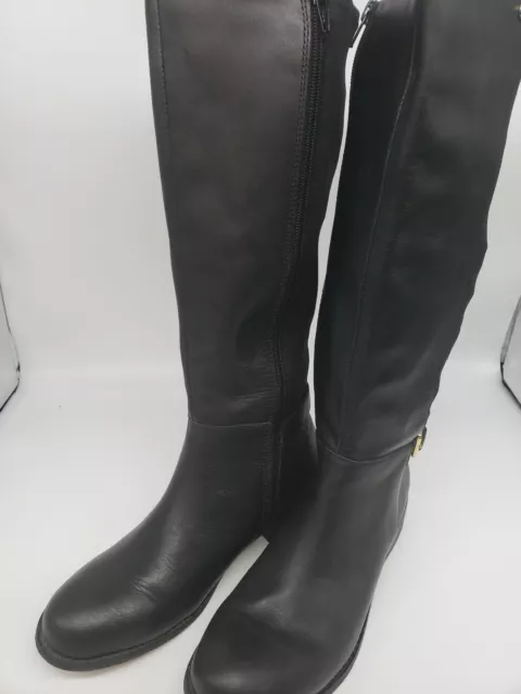 Vince Camuto Size 7 Louise et Cie Voshell tall combat black knee leather  boots