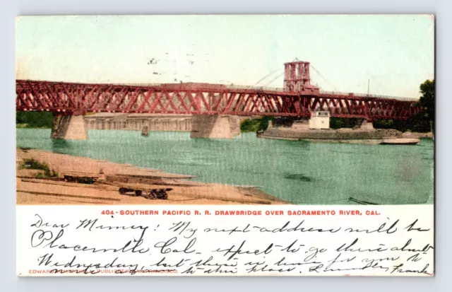 Postcard California Sacramento CA Southern Pacific Railroad Drawbridge Pre-1907