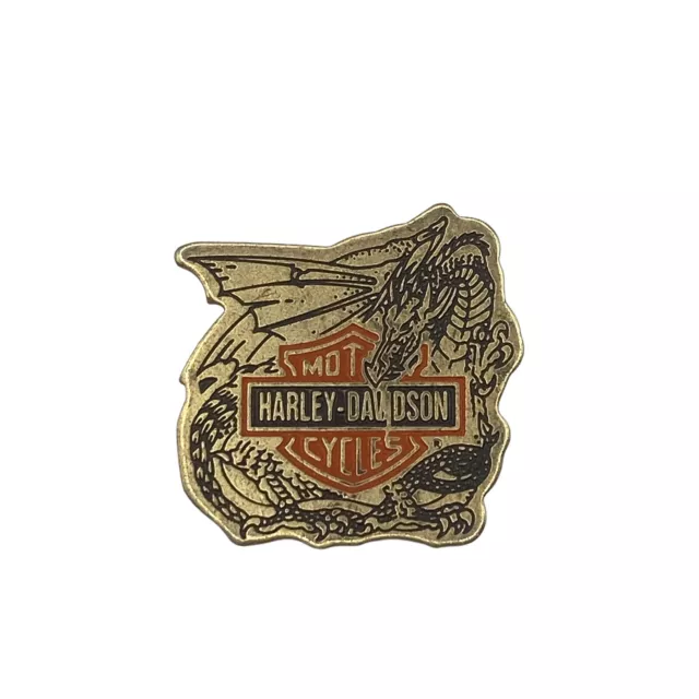 Harley Davidson Vintage 1991 Dragon Over Badge Shield Logo Pin Biker Jacket Vest Harley Davidson Vintage 1991 Dragon Over Badge Shield Logo Pin Biker Jacket Vest