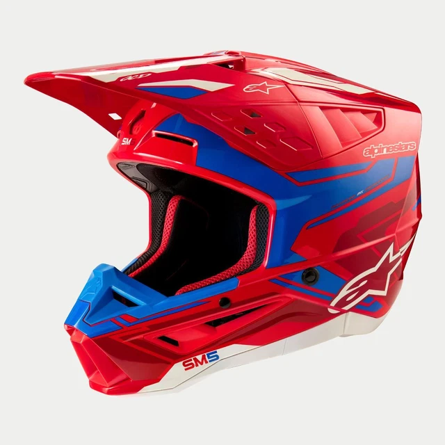 Alpinestars 2024 Supertech SM5 Action 2 Red Blue Motocross Helmet MX Enduro ATV