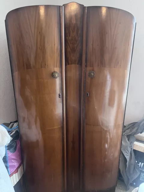 Vintage Wardrobe Albro Furniture Art Deco Teak 4 Shelves & Rail