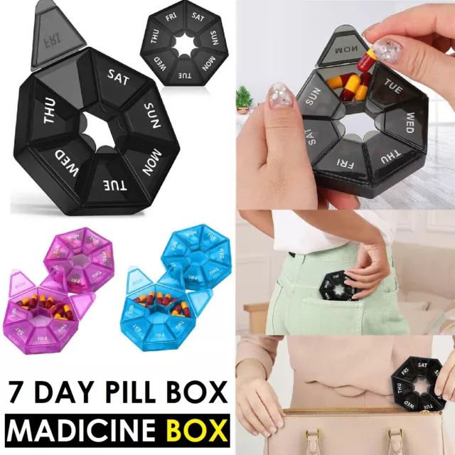 7 Day Weekly Pill Box Medicine Tablet Organizer Dispenser Container Large Case