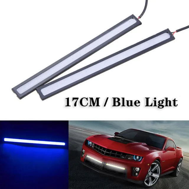 2Pcs 12V Led Strip Drl Daytime Running Lights Fog Cob Car Lamp Driving Blue New