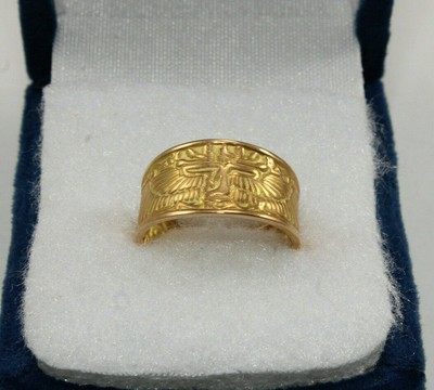 DEA Anello egiziano Iside dea oro giallo 18 carati timbrato faraonico 4,3 Gr... 