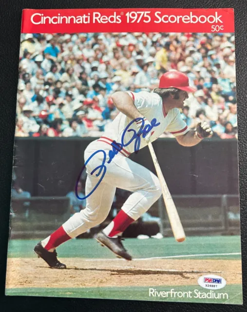 Pete Rose Signed Cincinnati Reds 1975 Scorebook Program Baseball Autographed Psa