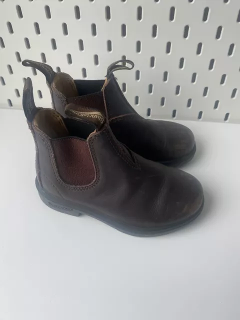 Kids Blundstone Unisex Leather Chelsea Boots Brown Infant Size 9 Blundstones
