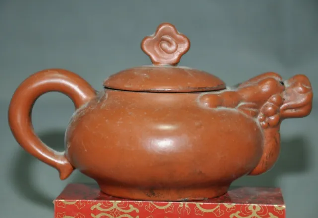 old Chinese Yixing Zisha Pottery Dragon head statue statue Tea pot Flagon teapot